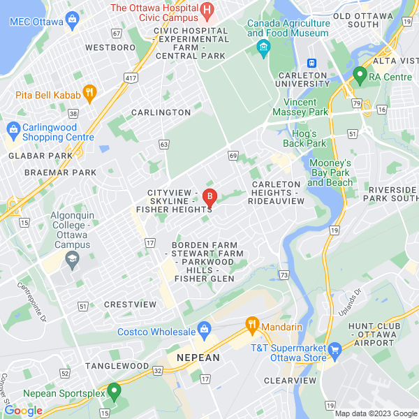 BeeMaids.ca location map: 1221 Meadowlands Drive East, Ottawa, Ontario